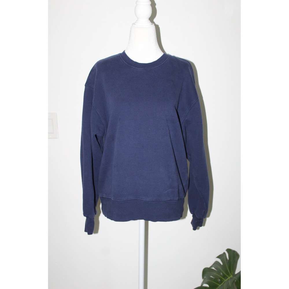 TNA Aritzia Navy Blue Cozy Fleece Perfect Crewneck Sweatshirt Size 1
